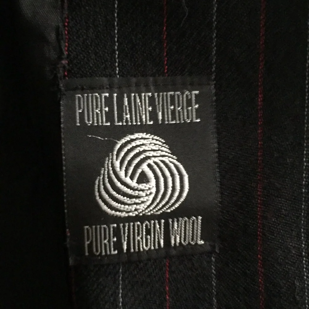 Vintage Evan Picone Virgin Wool Cropped Double Breasted Pinstriped Blazer Size 8 - Picture 9 of 11